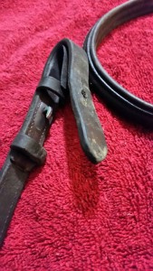 Dirty rein ends. Between that little flap it's totally black.