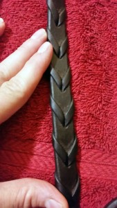 Much cleaner braided reins. 80% of gunk removed. Fingernails are the ultimate tack cleaning tool.